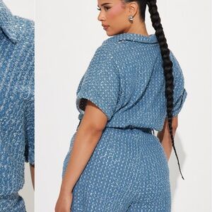 Fashion Nova Sparkling Blue Jumpsuit